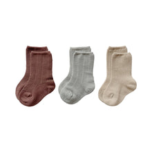 Load image into Gallery viewer, These socks are made of cotton with stretchable spandex and polyester – and are ideal for everyday use. Each set includes 3 pairs of socks - and there are 4 different sets to choose from. Suitable for babies and toddlers. Dubai, Abu Dhabi, UAE.