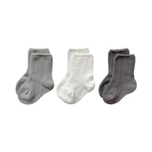 Load image into Gallery viewer, These socks are made of cotton with stretchable spandex and polyester – and are ideal for everyday use. Each set includes 3 pairs of socks - and there are 4 different sets to choose from. Suitable for babies and toddlers. Dubai, Abu Dhabi, UAE.