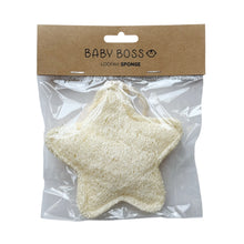 Load image into Gallery viewer, Baby Boss ME bath sponge is made from natural loofah plant. The soft plant fibres help cleaning and gently exfoliating any type of skin. The sponge is free from any fragrance, chemicals or plastic, and it is 100% biodegradable. Kids sponge. Kids loofah sponge. Dubai, Abu Dhabi, UAE.

