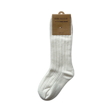 Load image into Gallery viewer, These baby knee socks are made of 100% cotton and come in two cute colours and sizes from newborns to toddlers. These socks complete perfectly any outfit for your baby boss! Dubai, Abu Dhabi, UAE.
