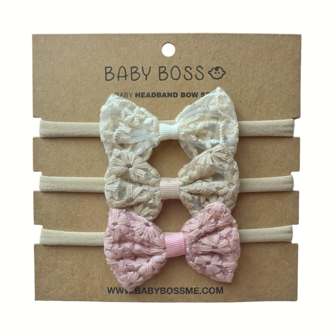 OUR HEADBAND SET includes three bows. The soft elastic headband ensures that the bows fit comfortably on newborns and toddlers alike. These bows are suitable for everyday wear and special occasions - and this set makes a perfect accessory for your baby boss! Dubai, Abu Dhabi, UAE. 