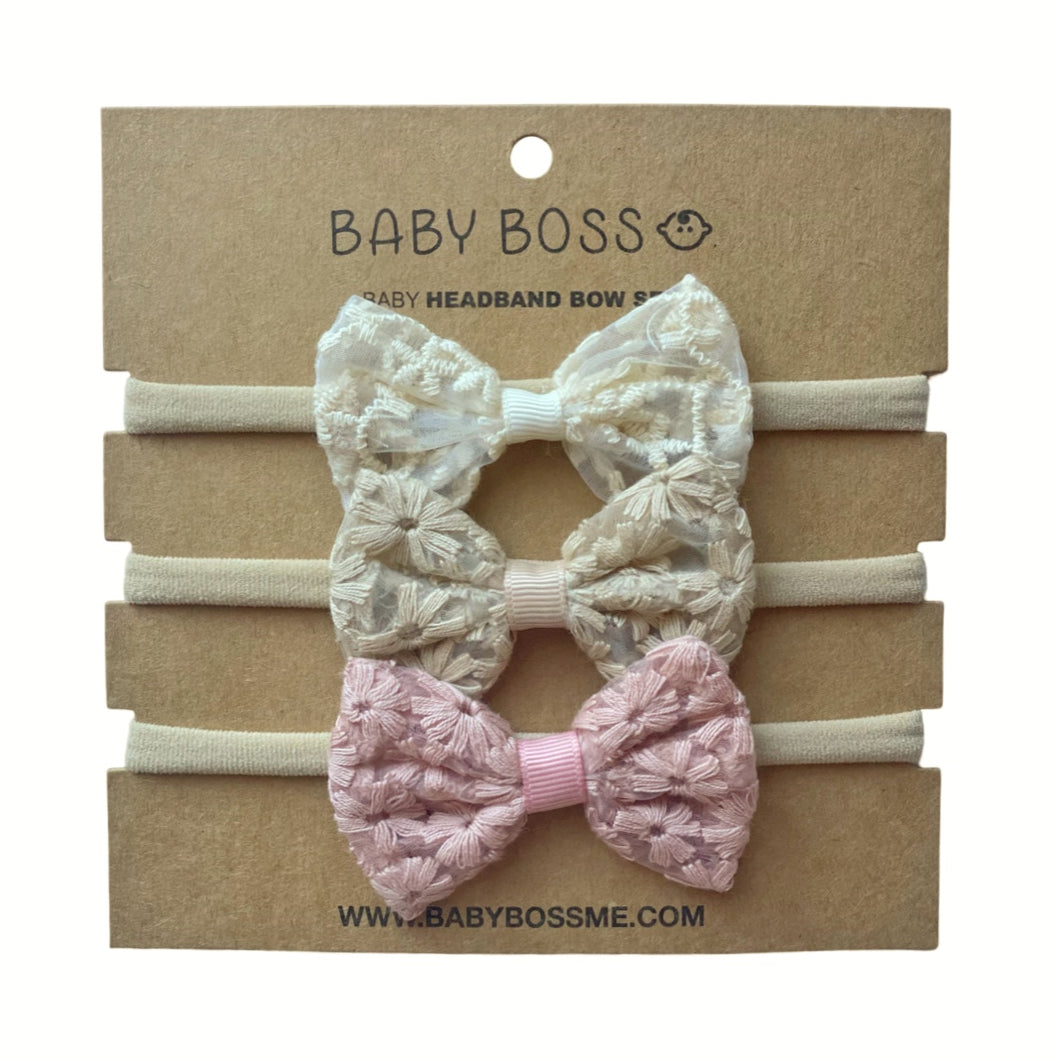 OUR HEADBAND SET includes three bows. The soft elastic headband ensures that the bows fit comfortably on newborns and toddlers alike. These bows are suitable for everyday wear and special occasions - and this set makes a perfect accessory for your baby boss! Dubai, Abu Dhabi, UAE. 
