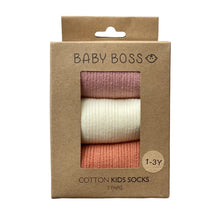 Load image into Gallery viewer, These socks are made of cotton with stretchable spandex and polyester – and are ideal for everyday use. Each set includes 3 pairs of socks - and there are 4 different sets to choose from. Suitable for babies and toddlers. Dubai, Abu Dhabi, UAE. 
