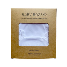 Load image into Gallery viewer, Baby Boss Swaddle &amp; Beanie Set includes a soft and stretchy swaddle blanket and a matching beanie made from 95% organic bamboo viscose and 5% spandex. The set contains no harmful dye or chemicals and is perfect for every day use – it is designed to keep your baby boss warm, safe and comfortable from head to toe. Comfortable baby swaddle, Dubai, Abu Dhabi, UAE
