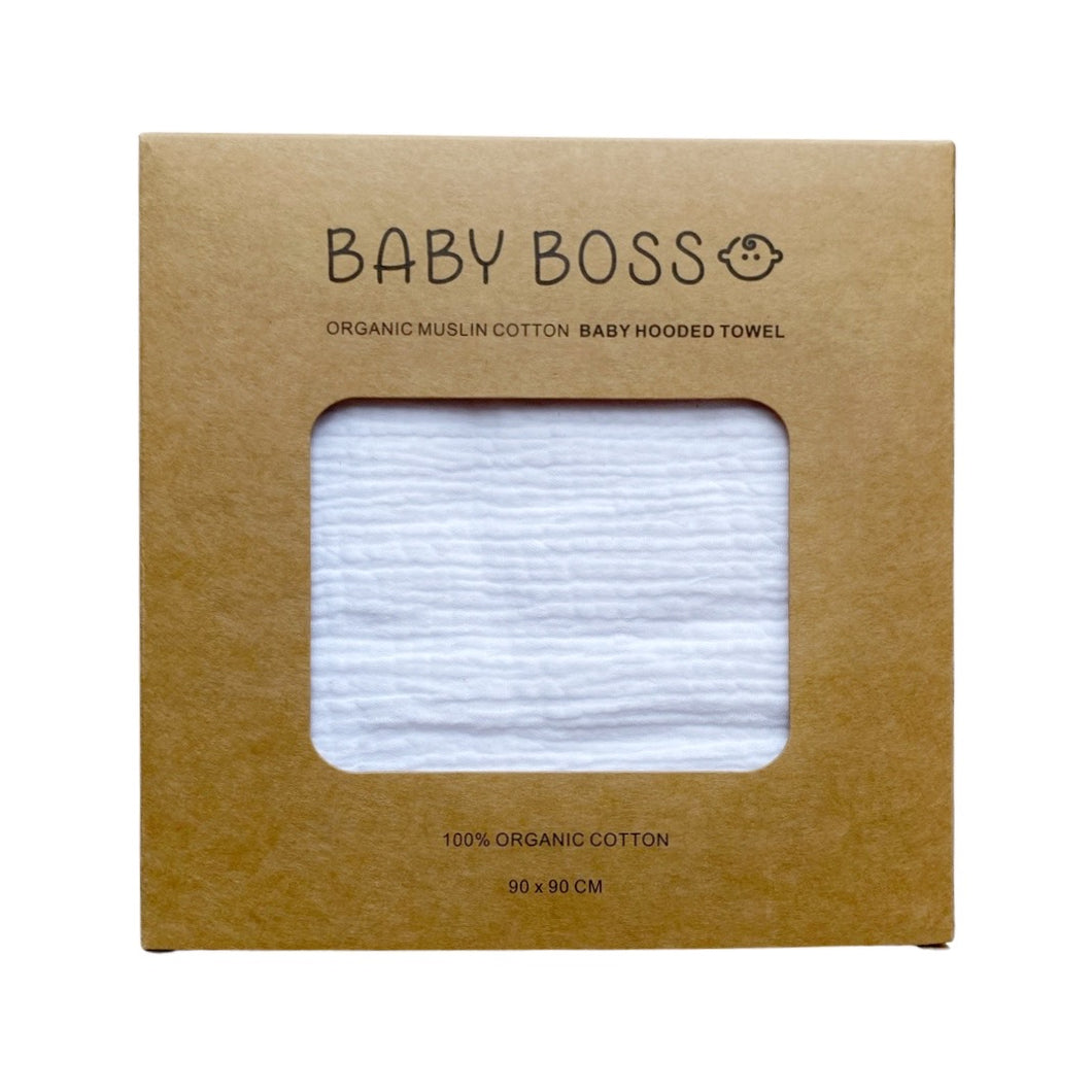 Baby Boss Baby Hooded Towel is made from extra soft, non-irritable and absorbent 4-layered organic cotton muslin which is perfect for wrapping your baby boss after their bath time. The towel contains no harmful dye or chemicals and is suitable for newborns and toddlers alike. The generous size of the towel and the practical hood ensure that your baby is kept dry and warm from head to toe. Dubai, Abu Dhabi, UAE