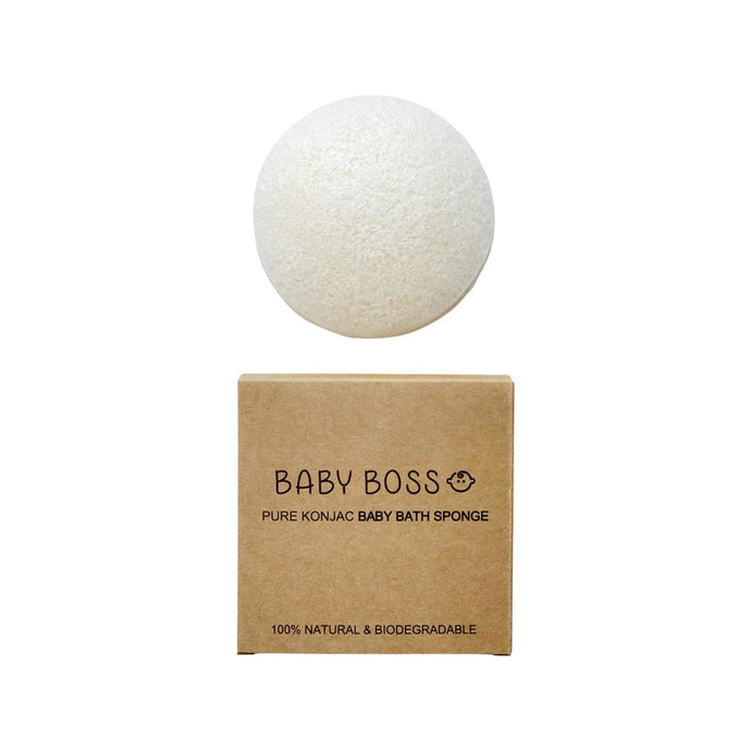 Baby Boss ME baby bath sponge is made from 100% natural konjac plant fibres. The best sponge for your baby. The sponge is free from any fragrance, chemicals, colouring and preservatives, and it is biodegradable including the packaging. Eco-friendly, sustainable, Dubai, Abu Dhabi, UAE.